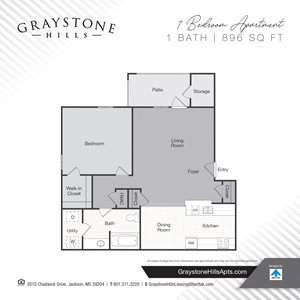 a floor plan for a 1 bedroom apartment